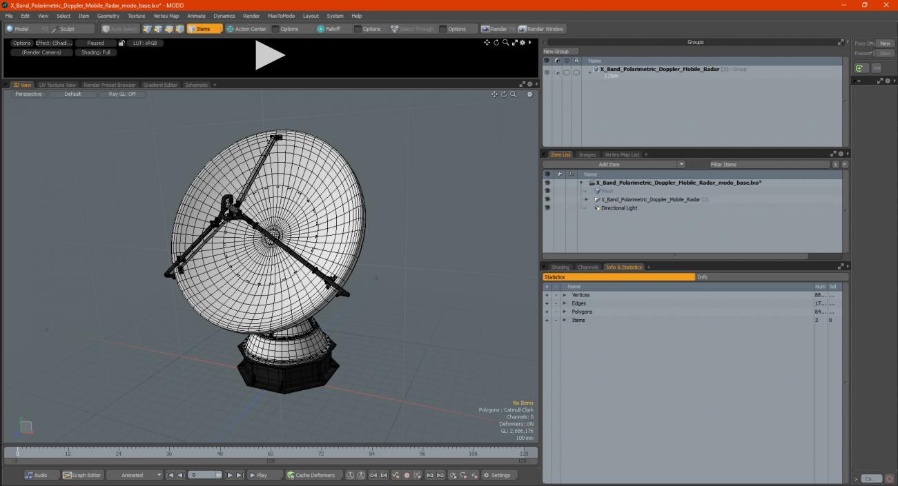 3D model X Band Polarimetric Doppler Mobile Radar