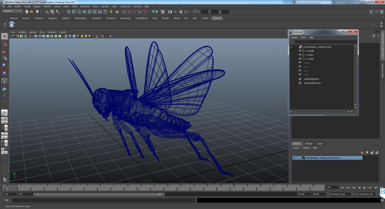 Grasshopper Jumping Pose 3D model