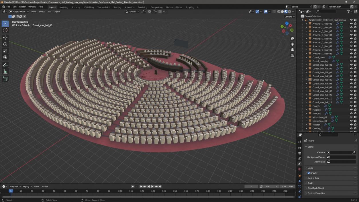 3D Amphitheater Conference Hall Seating