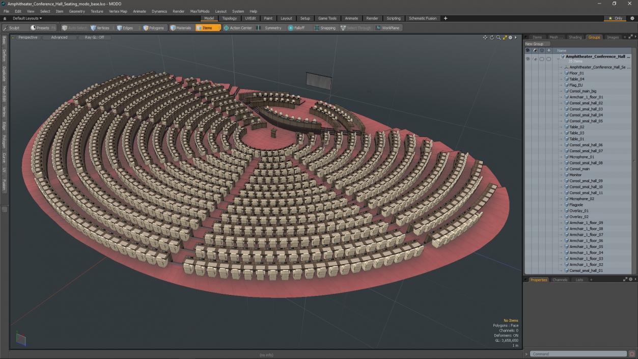 3D Amphitheater Conference Hall Seating