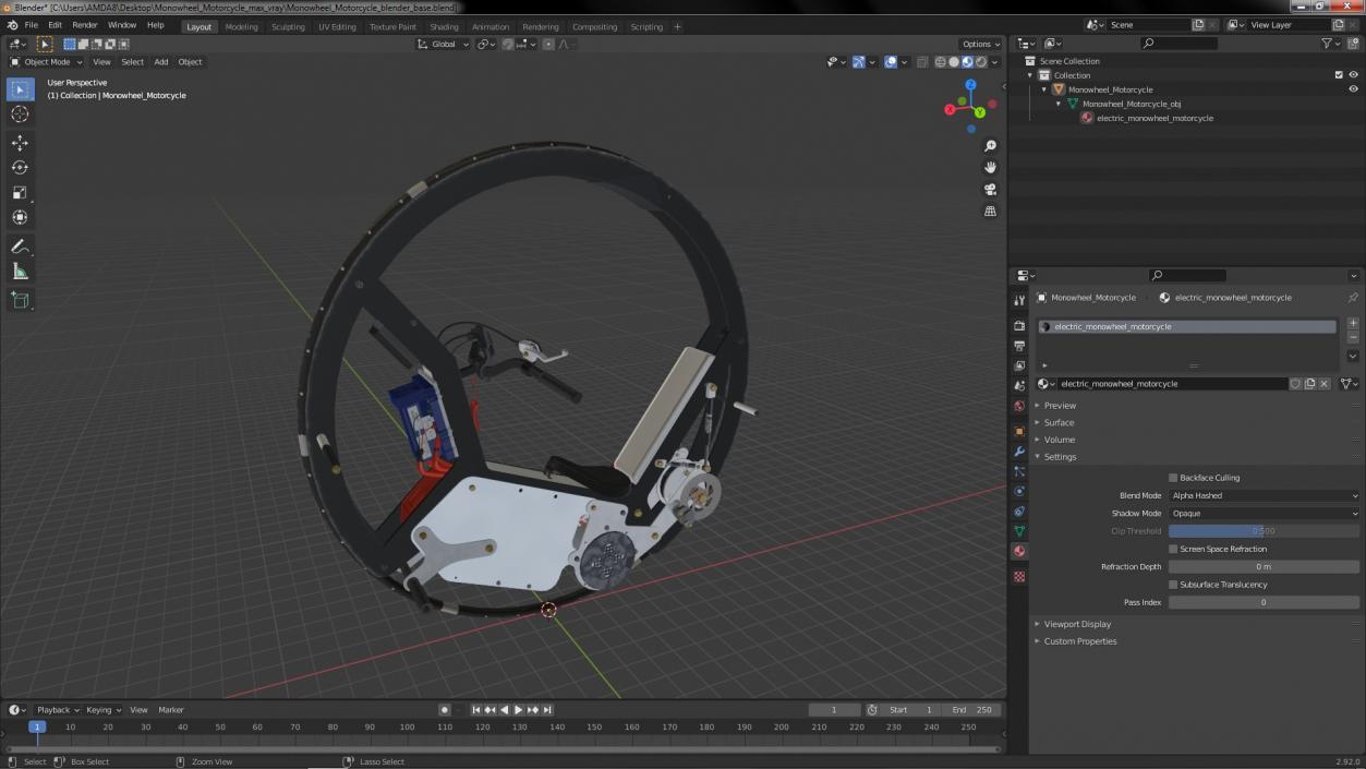 3D model Monowheel Motorcycle