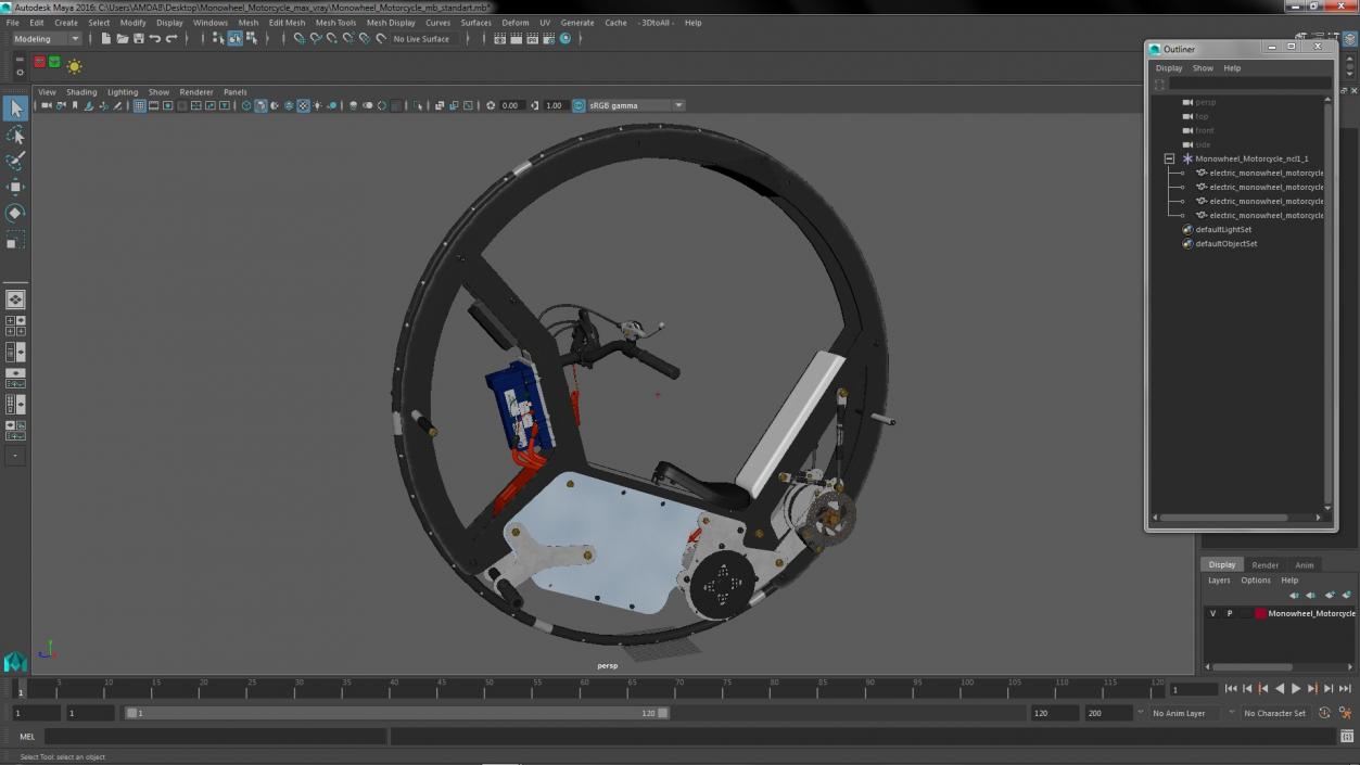 3D model Monowheel Motorcycle