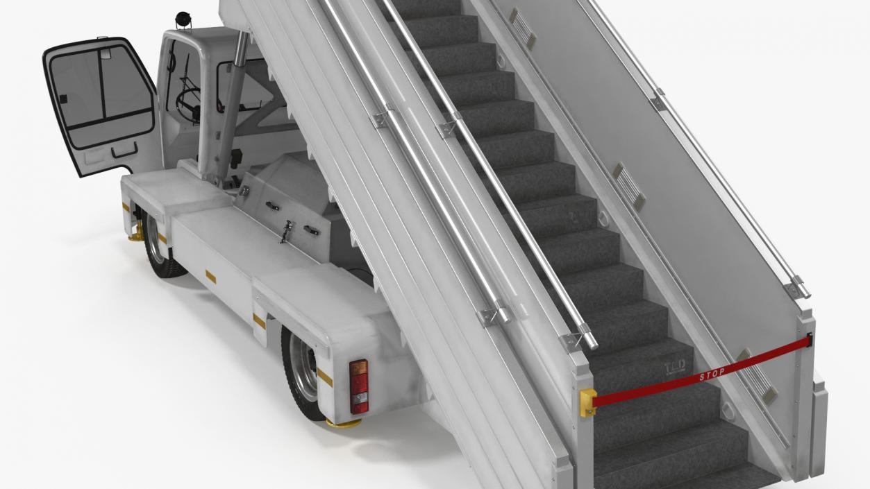 Airbus Plane with Passenger Boarding Stairs Car 3D