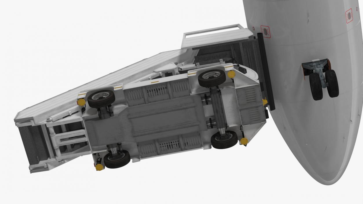 Airbus Plane with Passenger Boarding Stairs Car 3D