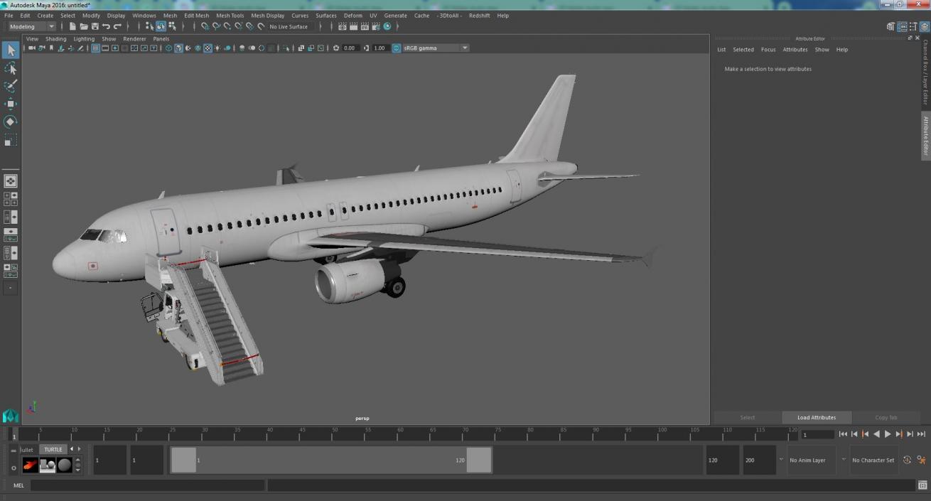 Airbus Plane with Passenger Boarding Stairs Car 3D