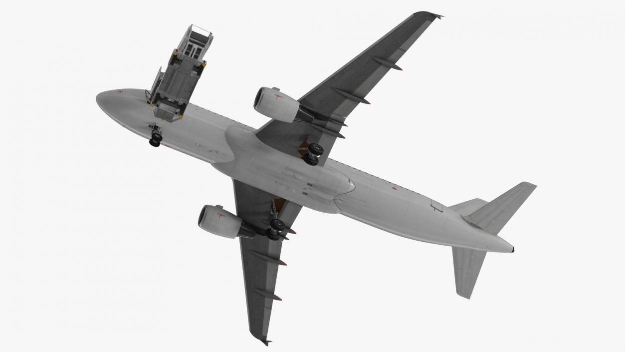 Airbus Plane with Passenger Boarding Stairs Car 3D