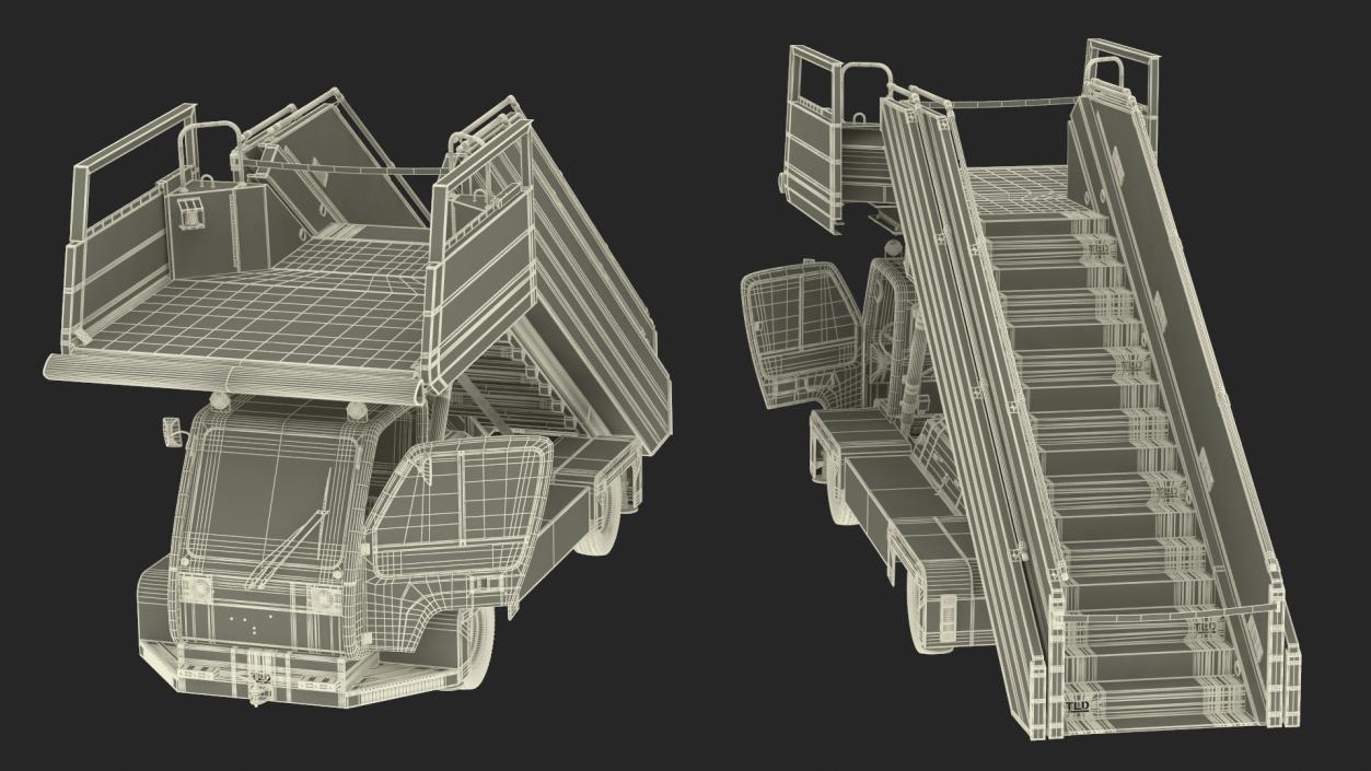 Airbus Plane with Passenger Boarding Stairs Car 3D