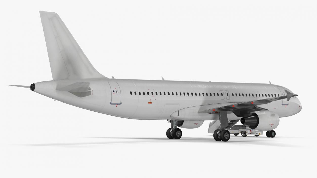 Airbus Plane with Passenger Boarding Stairs Car 3D