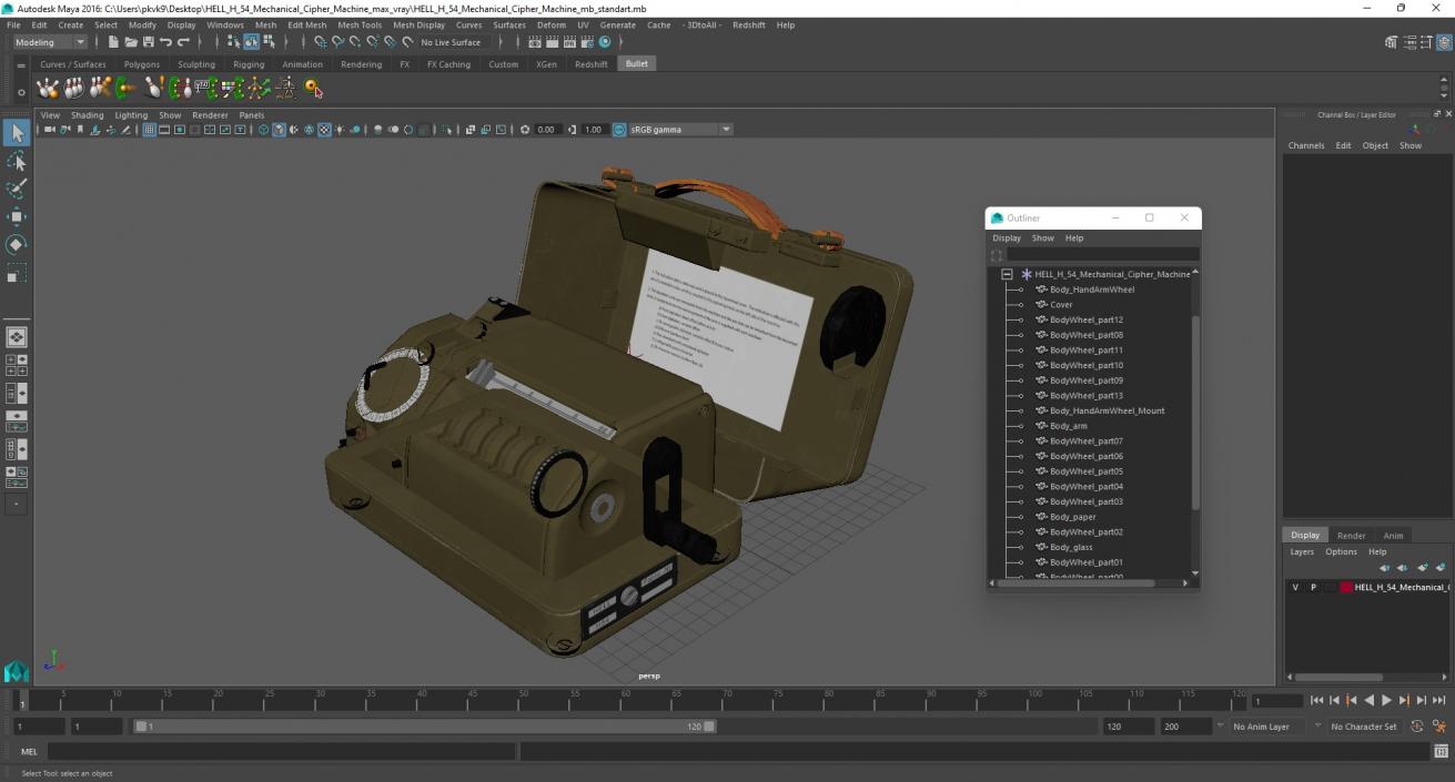 3D model HELL H 54 Mechanical Cipher Machine