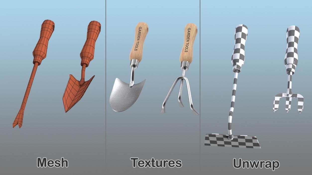 3D Garden Hand Tools Collection model