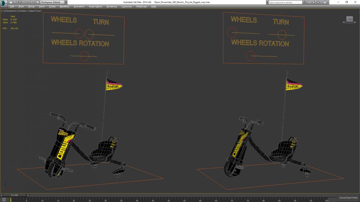 3D model Razor Powerrider 360 Electric Tricycle Rigged