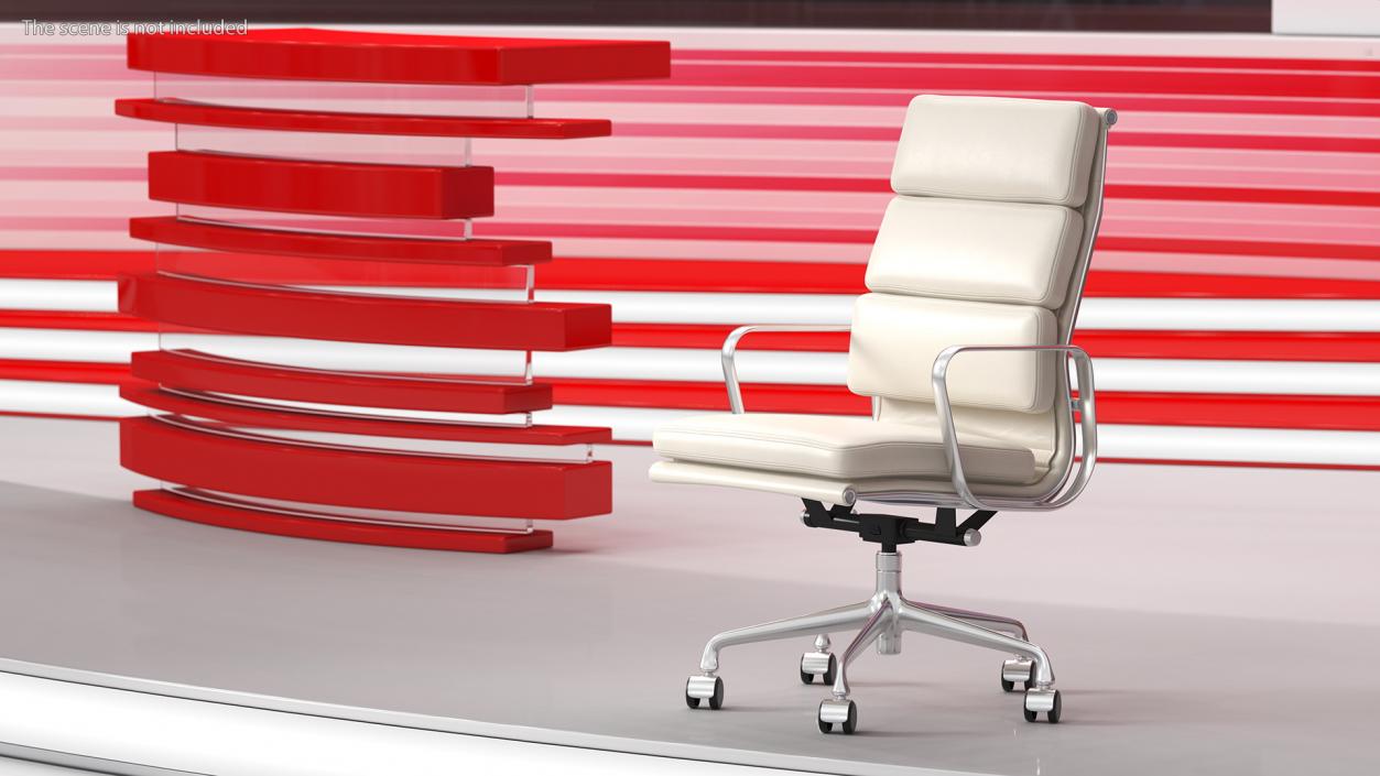 Executive Chair White Leather 3D model