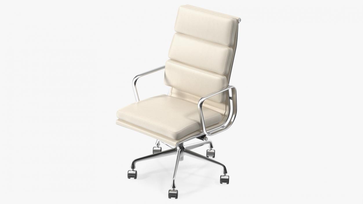 Executive Chair White Leather 3D model