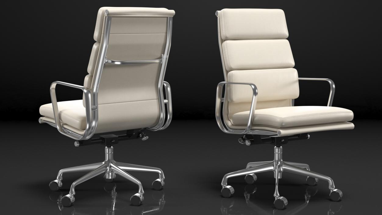 Executive Chair White Leather 3D model