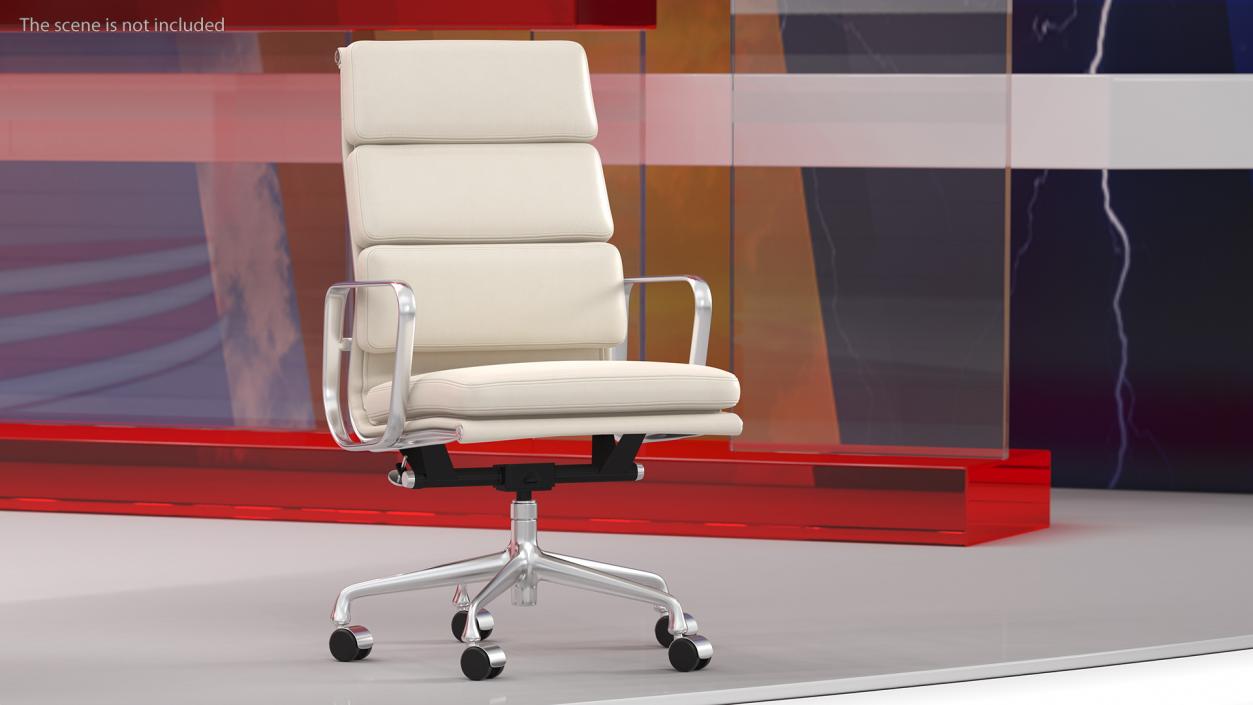 Executive Chair White Leather 3D model