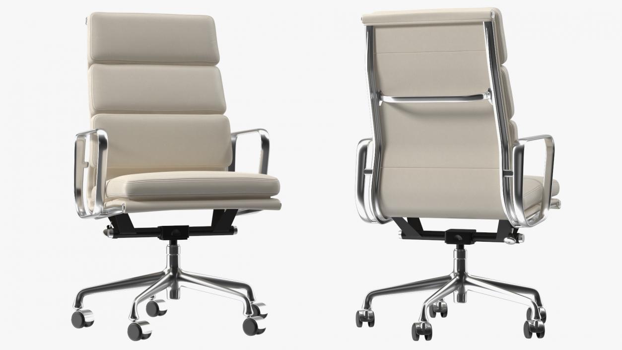 Executive Chair White Leather 3D model