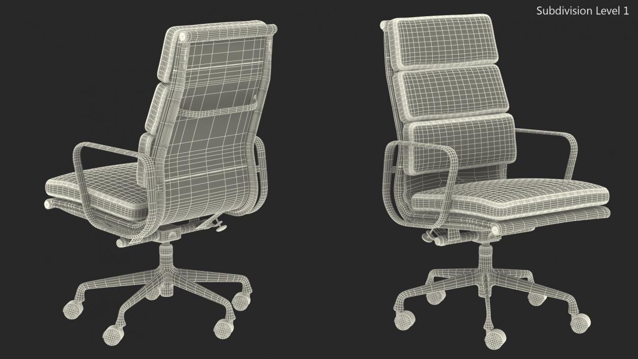 Executive Chair White Leather 3D model