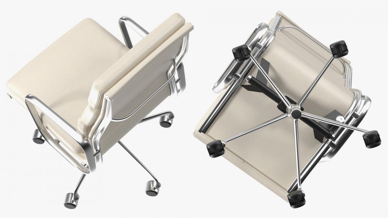 Executive Chair White Leather 3D model