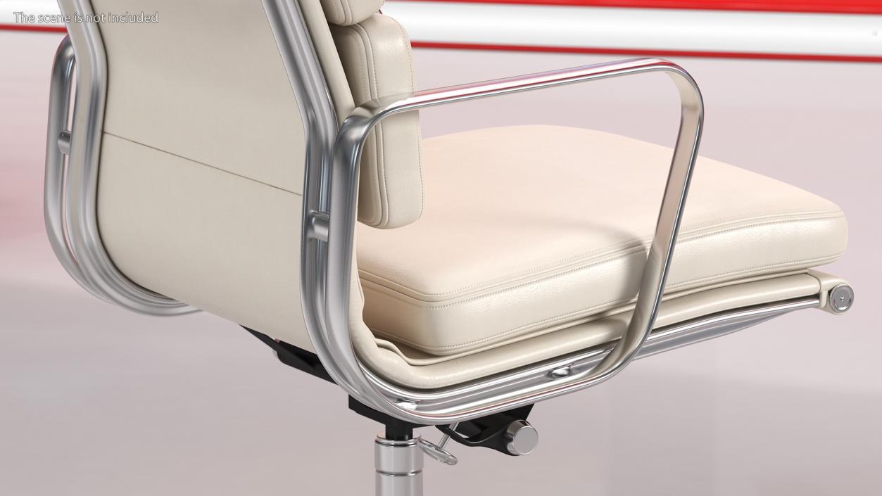 Executive Chair White Leather 3D model