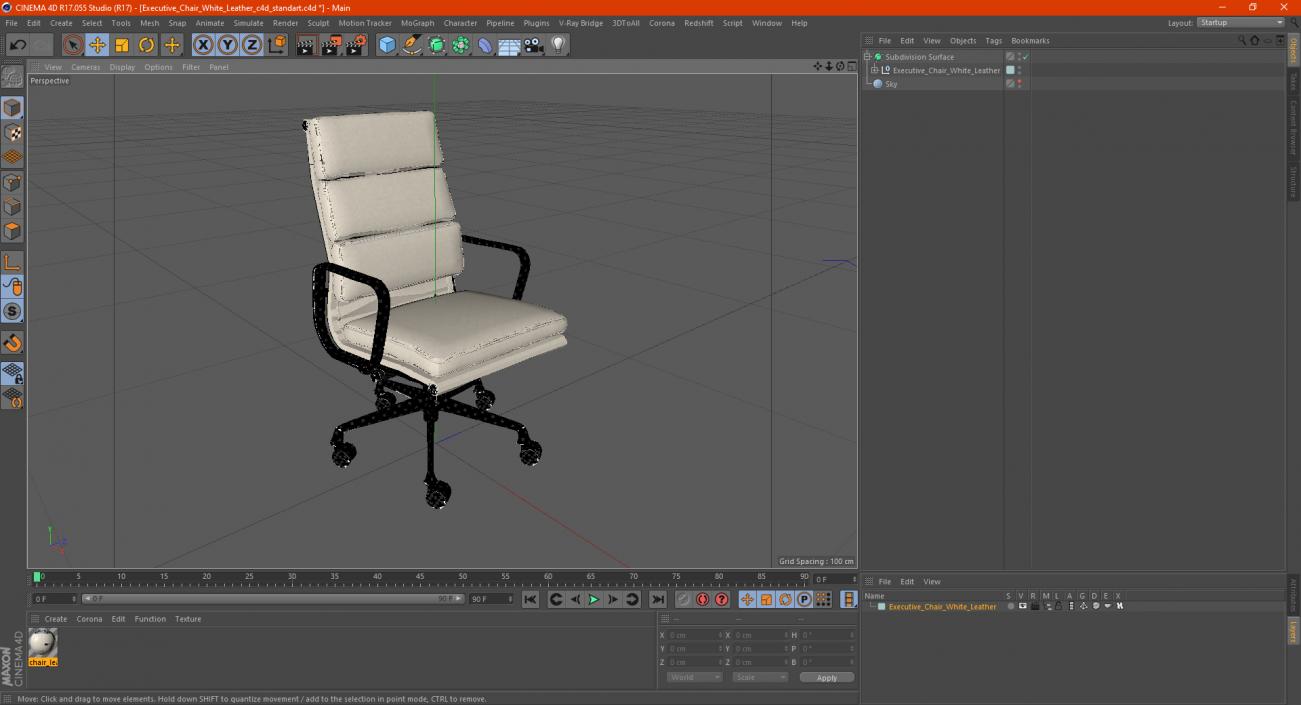 Executive Chair White Leather 3D model