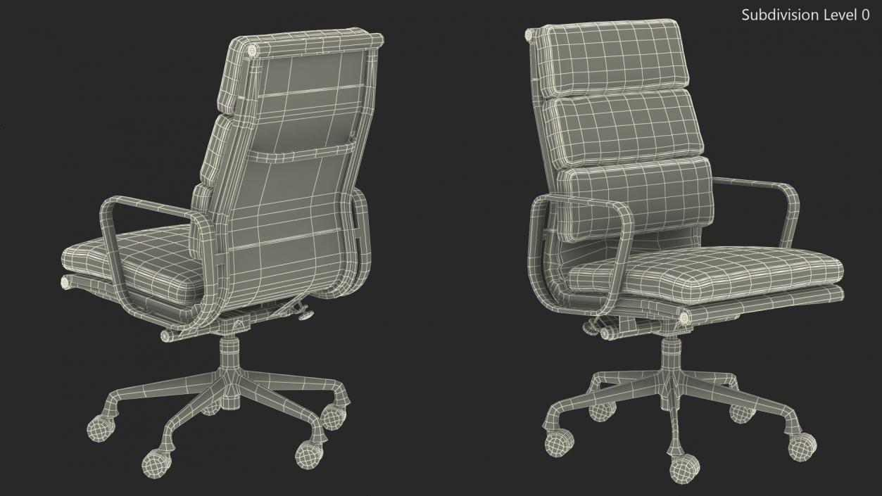 Executive Chair White Leather 3D model