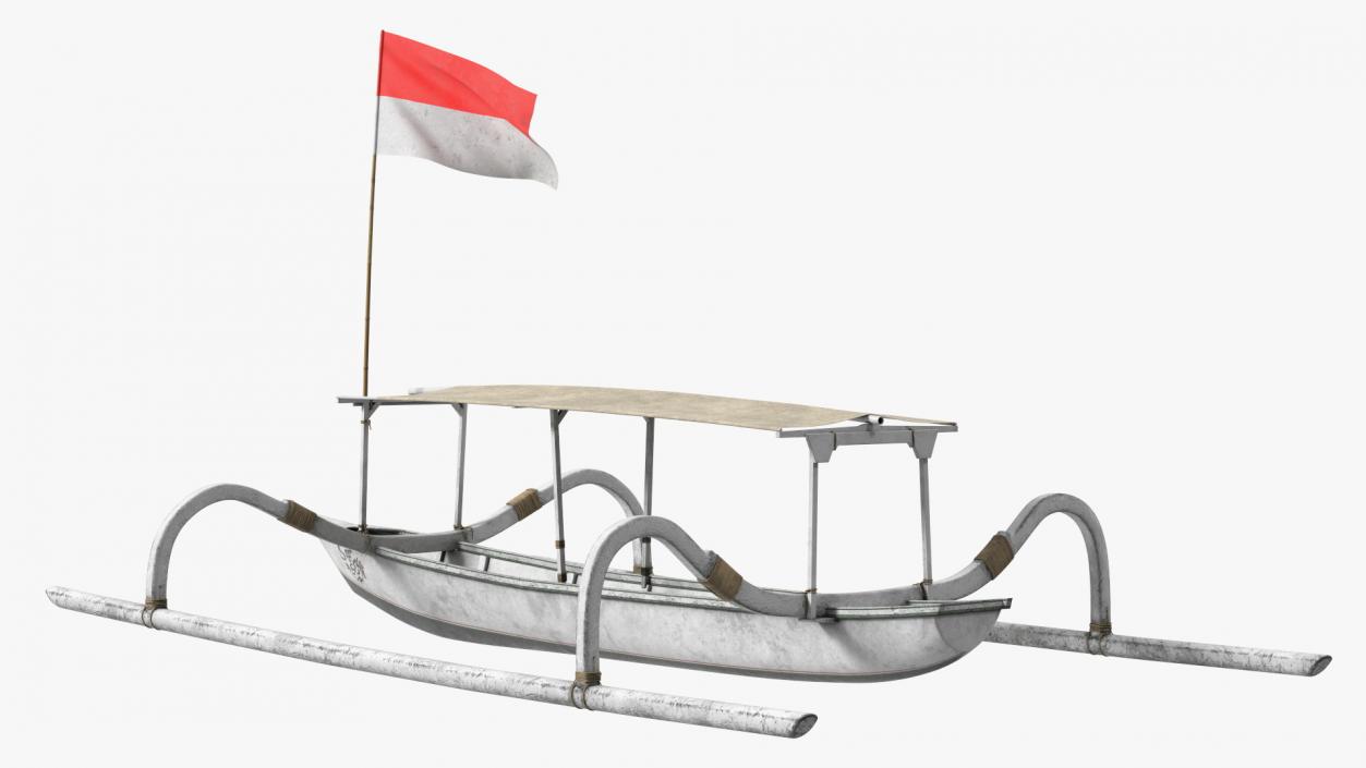 Bali Traditional Boat Jukung White 3D model