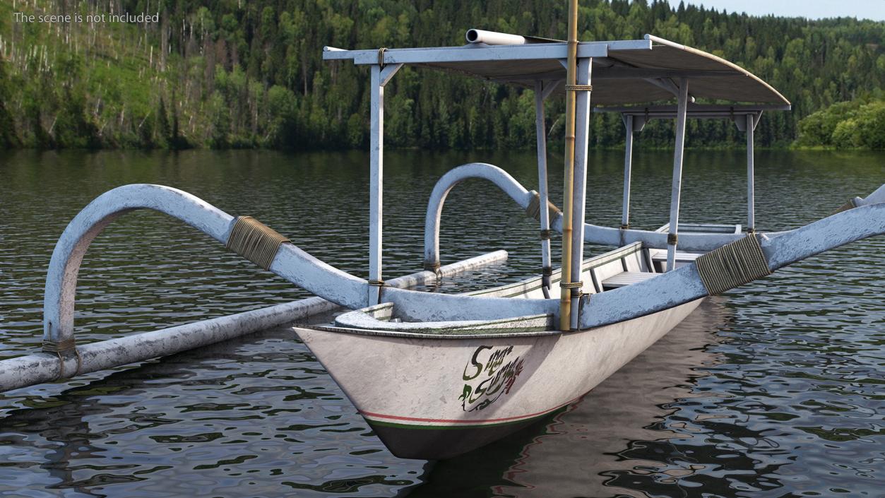 Bali Traditional Boat Jukung White 3D model