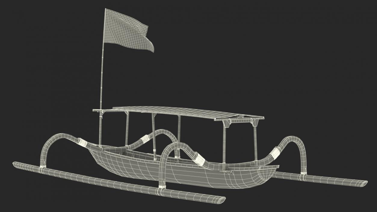 Bali Traditional Boat Jukung White 3D model