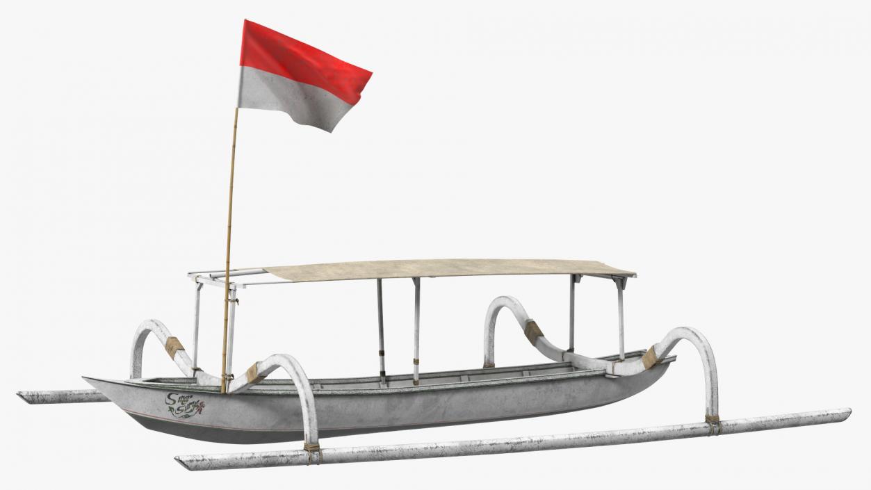 Bali Traditional Boat Jukung White 3D model