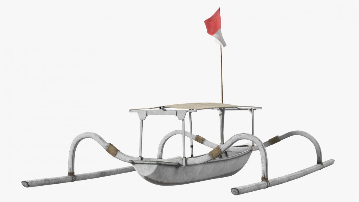 Bali Traditional Boat Jukung White 3D model