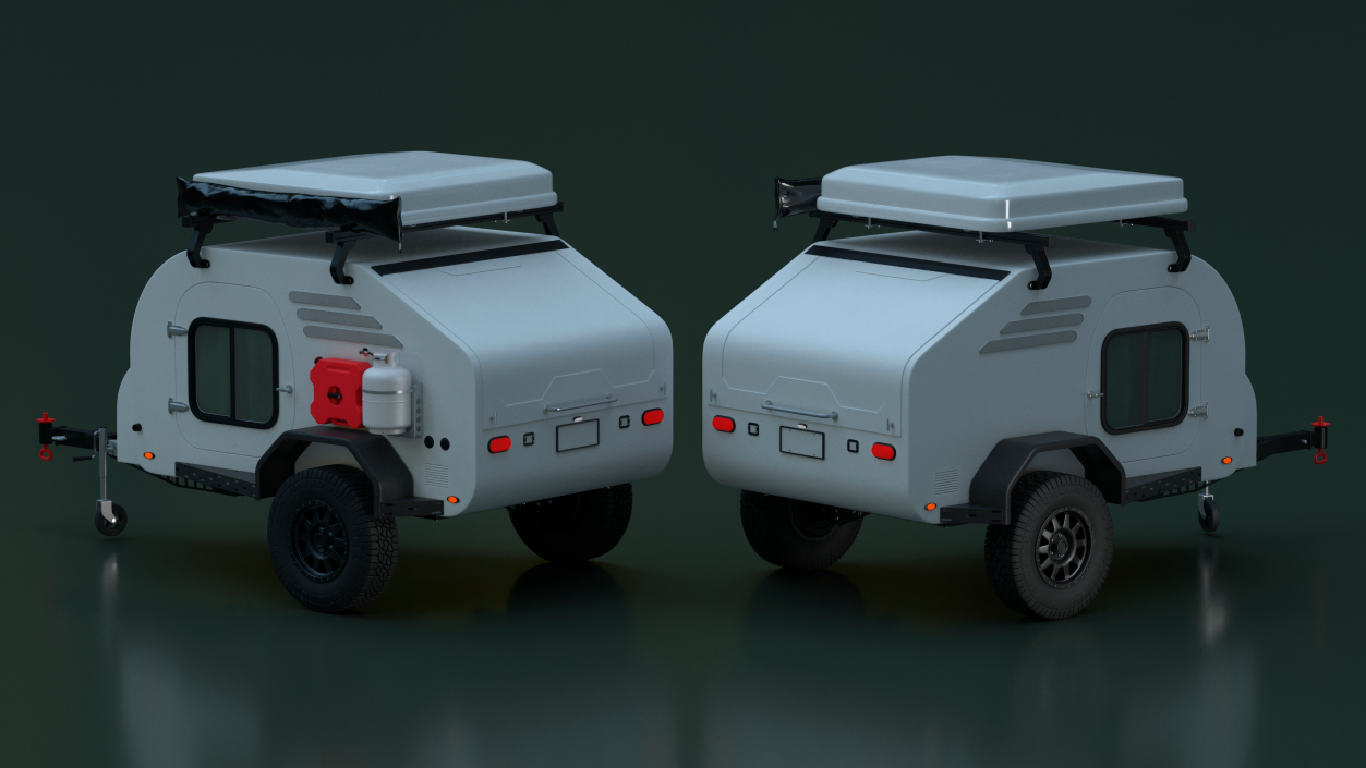 3D Camping White Trailer Lights On