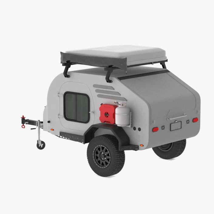 3D Camping White Trailer Lights On