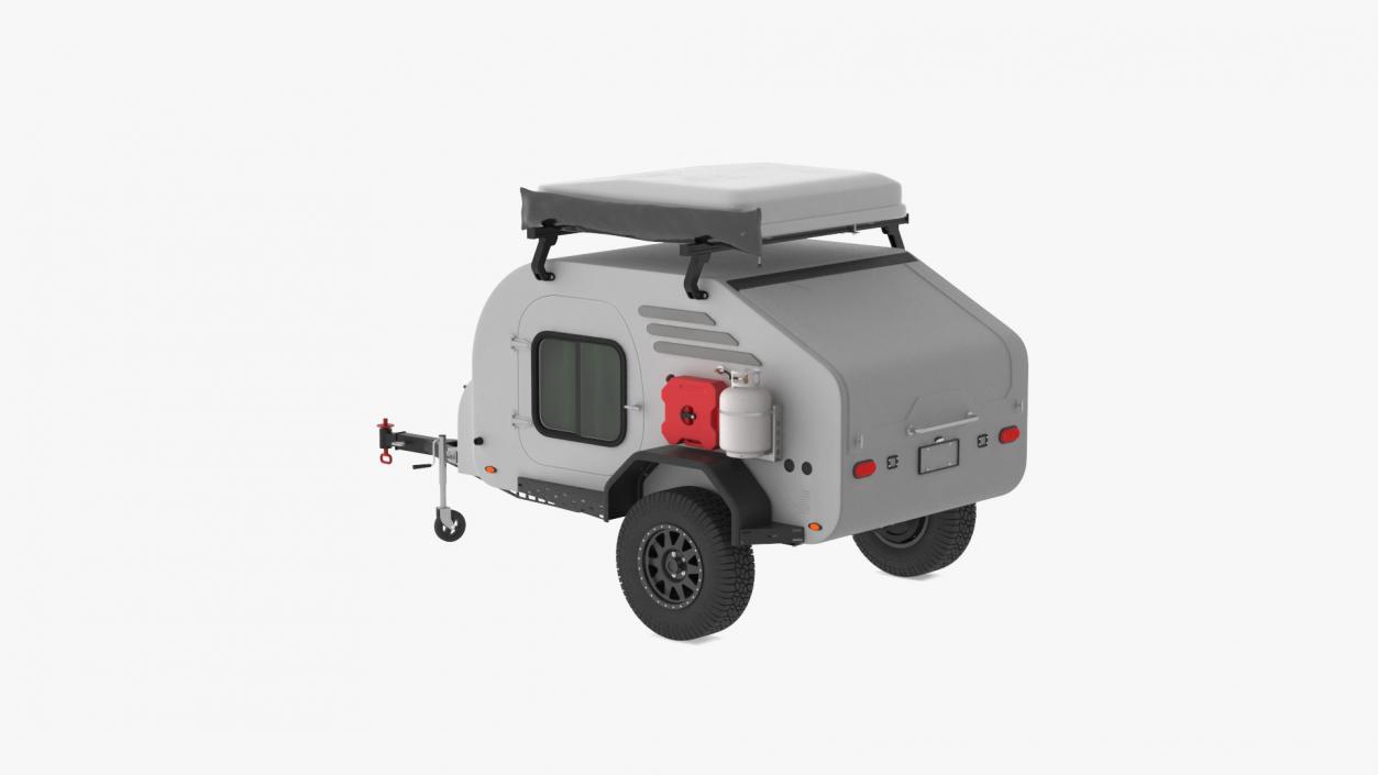 3D Camping White Trailer Lights On