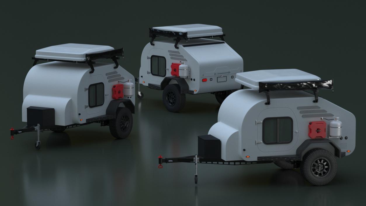 3D Camping White Trailer Lights On