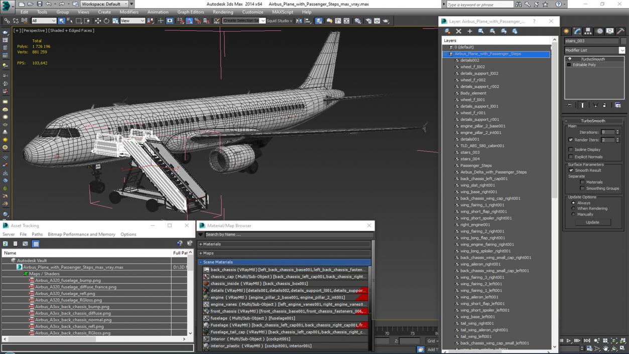 3D Airbus Plane with Passenger Steps model