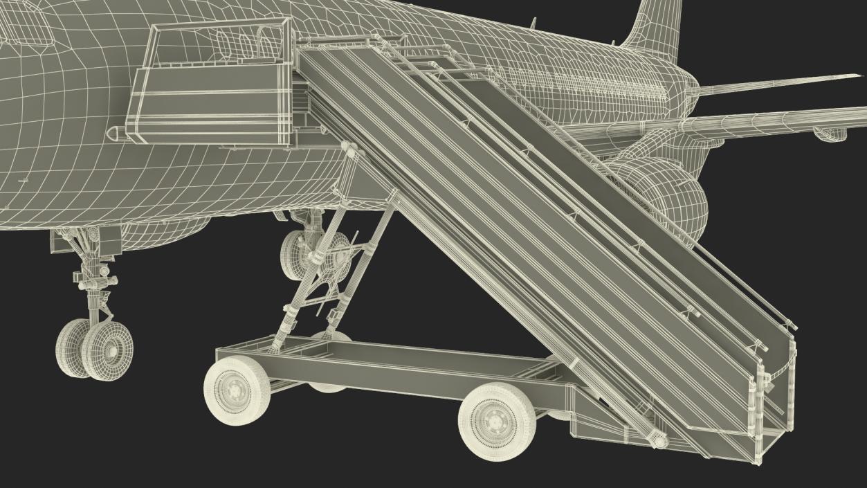 3D Airbus Plane with Passenger Steps model