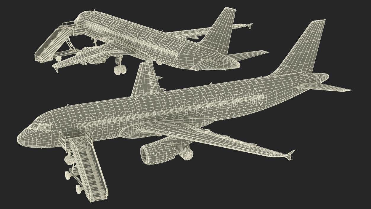 3D Airbus Plane with Passenger Steps model