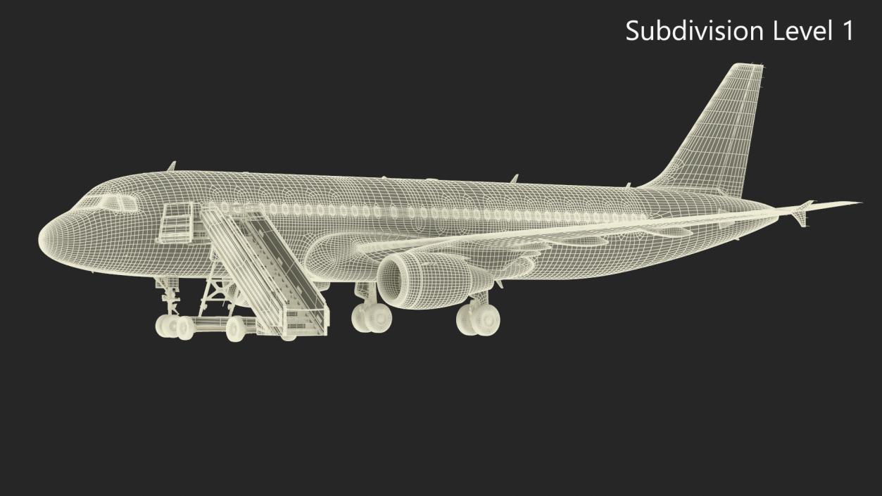 3D Airbus Plane with Passenger Steps model