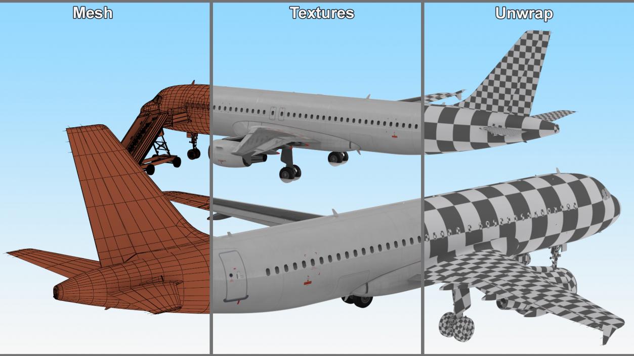 3D Airbus Plane with Passenger Steps model