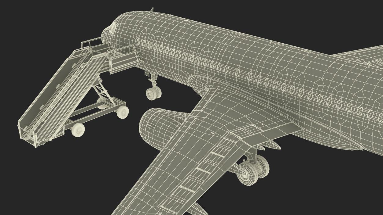 3D Airbus Plane with Passenger Steps model