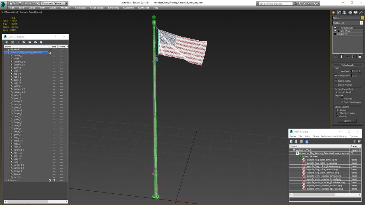 American Flag Waving Animated 3D model