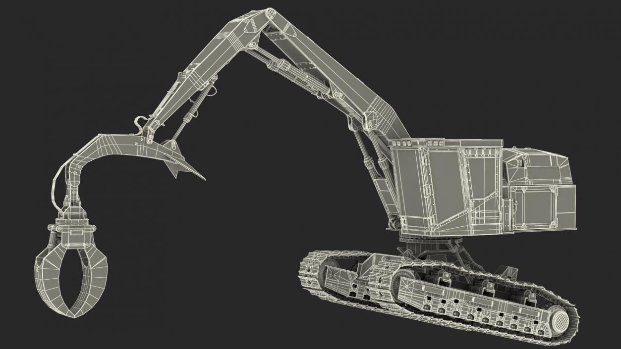 Tracked Knuckleboom Loader Dirty Generic Rigged 3D