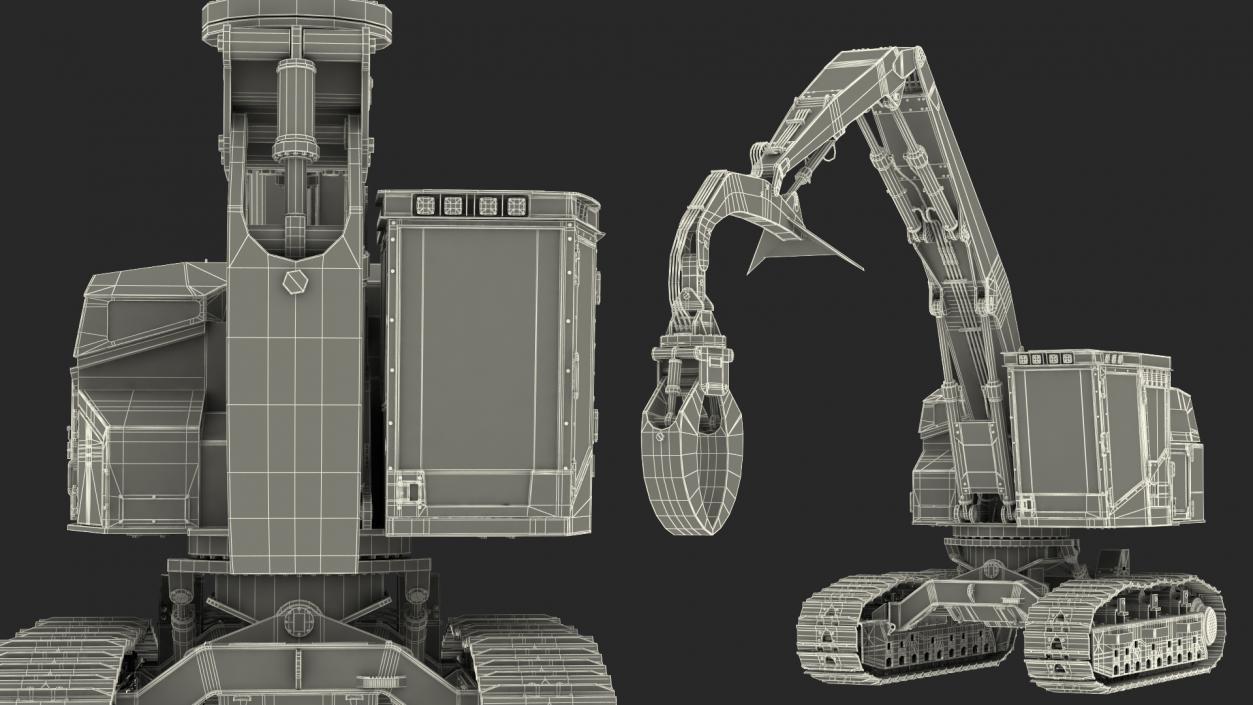 Tracked Knuckleboom Loader Dirty Generic Rigged 3D