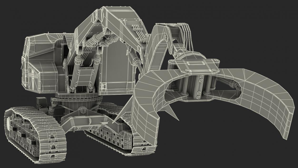 Tracked Knuckleboom Loader Dirty Generic Rigged 3D