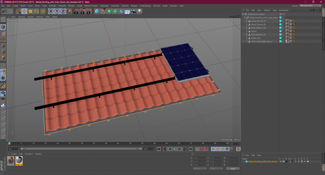 Metal Roofing with Solar Panel 2 3D