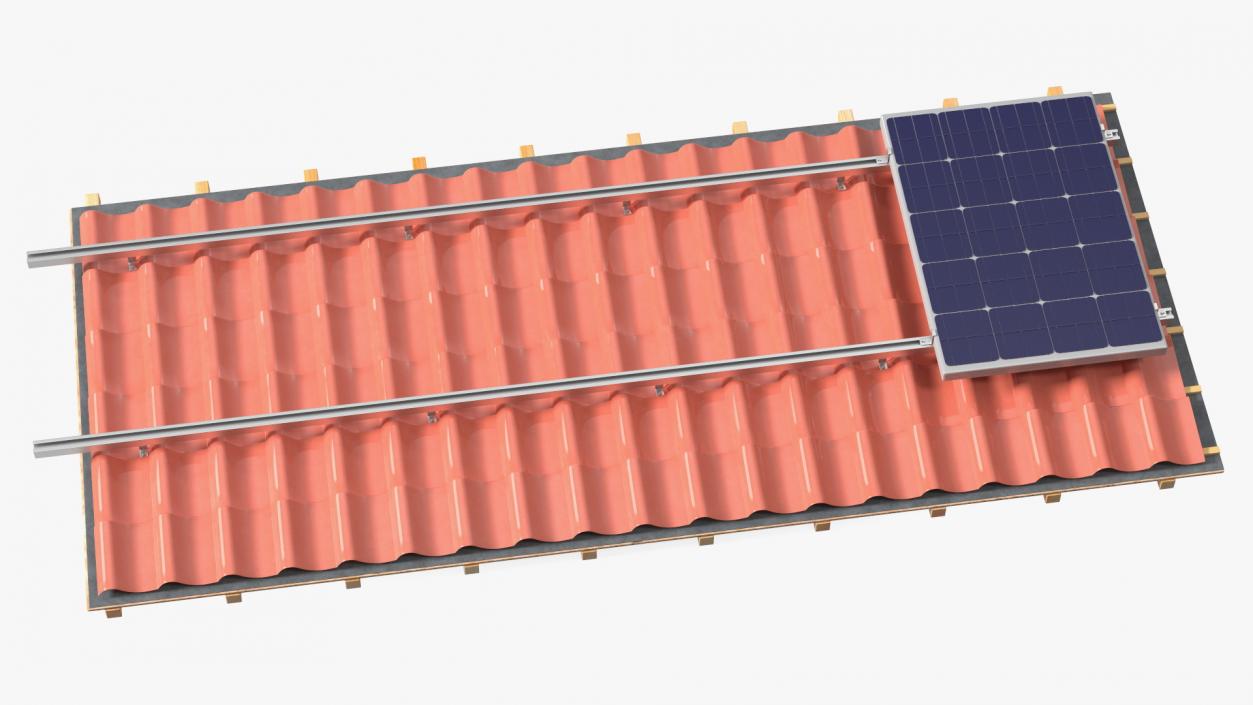 Metal Roofing with Solar Panel 2 3D