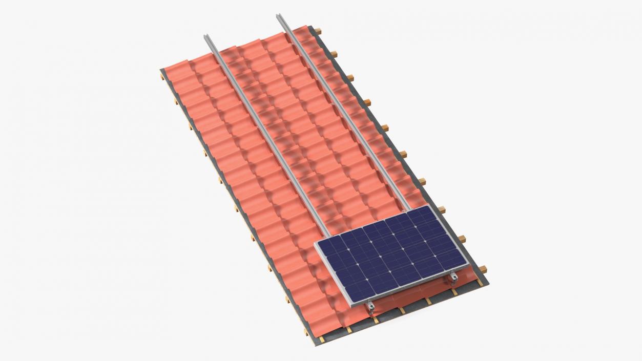 Metal Roofing with Solar Panel 2 3D