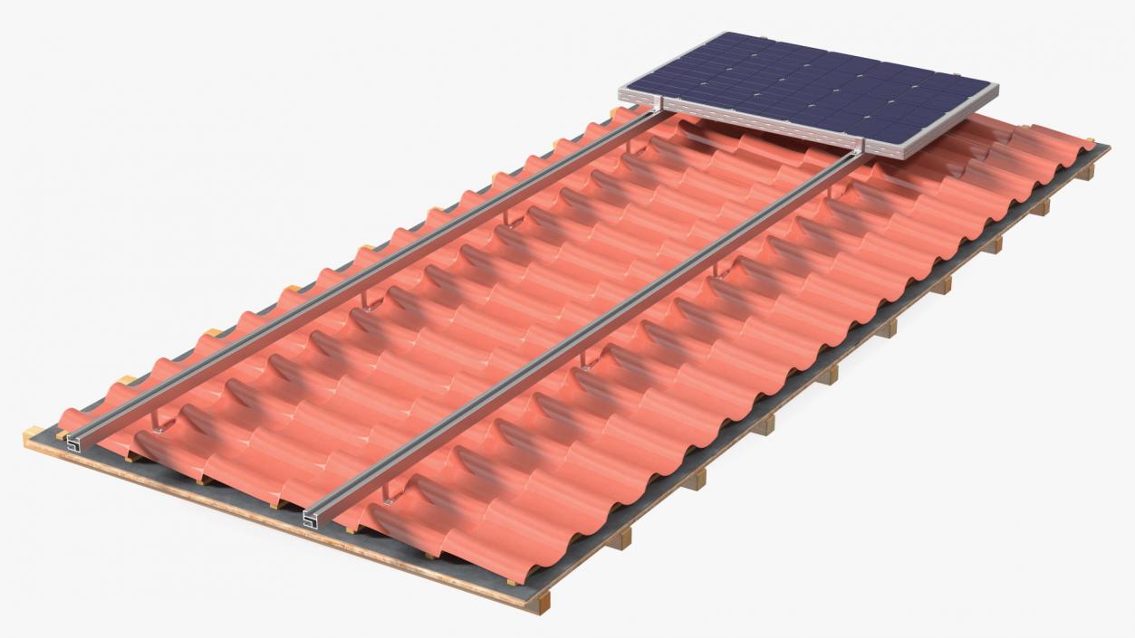 Metal Roofing with Solar Panel 2 3D