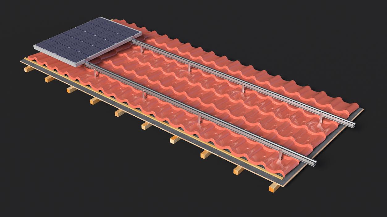 Metal Roofing with Solar Panel 2 3D