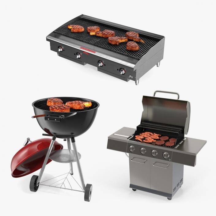 Grills with Meat Collection 3D